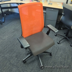 Orange Haworth Very Task Chair w/ Mesh Back & Grey Fabric Seat